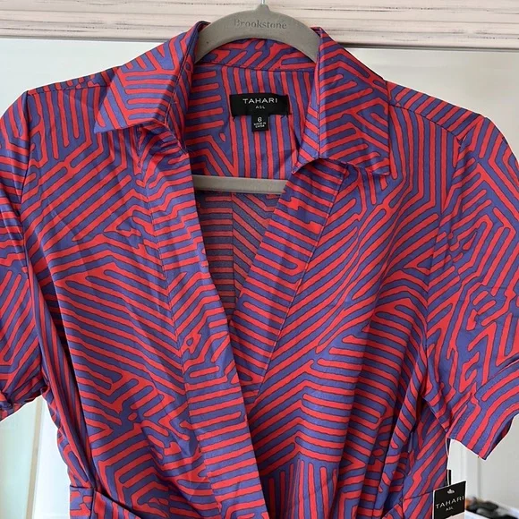 TAHARI ASL Faux Wrap‎ Dress Geometric Print Size 6 *Worn Once* EUC - Picture 6 of 8